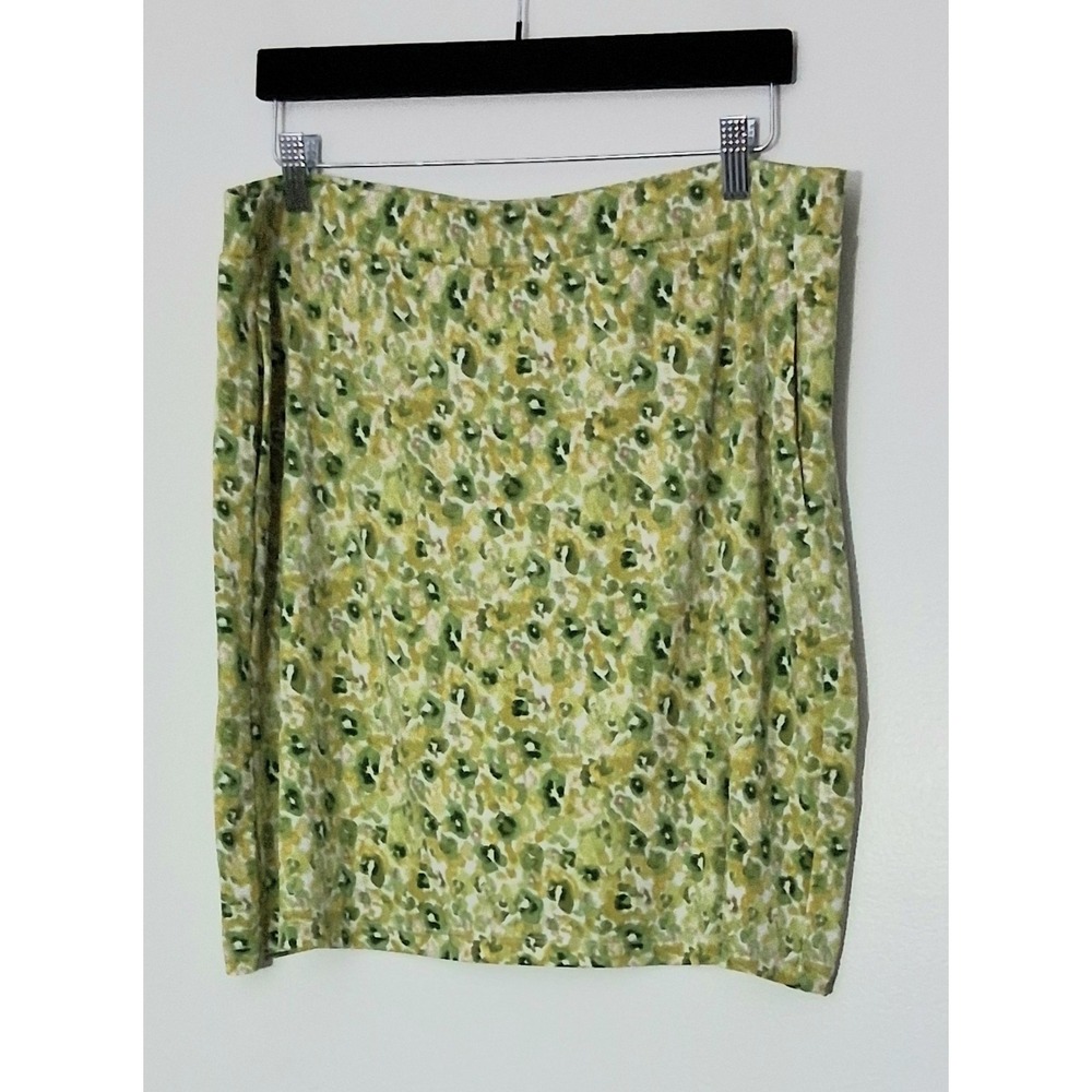 Susan Graver Skort Size Large Green & Yellow Floral Pullon Pockets Pickleball